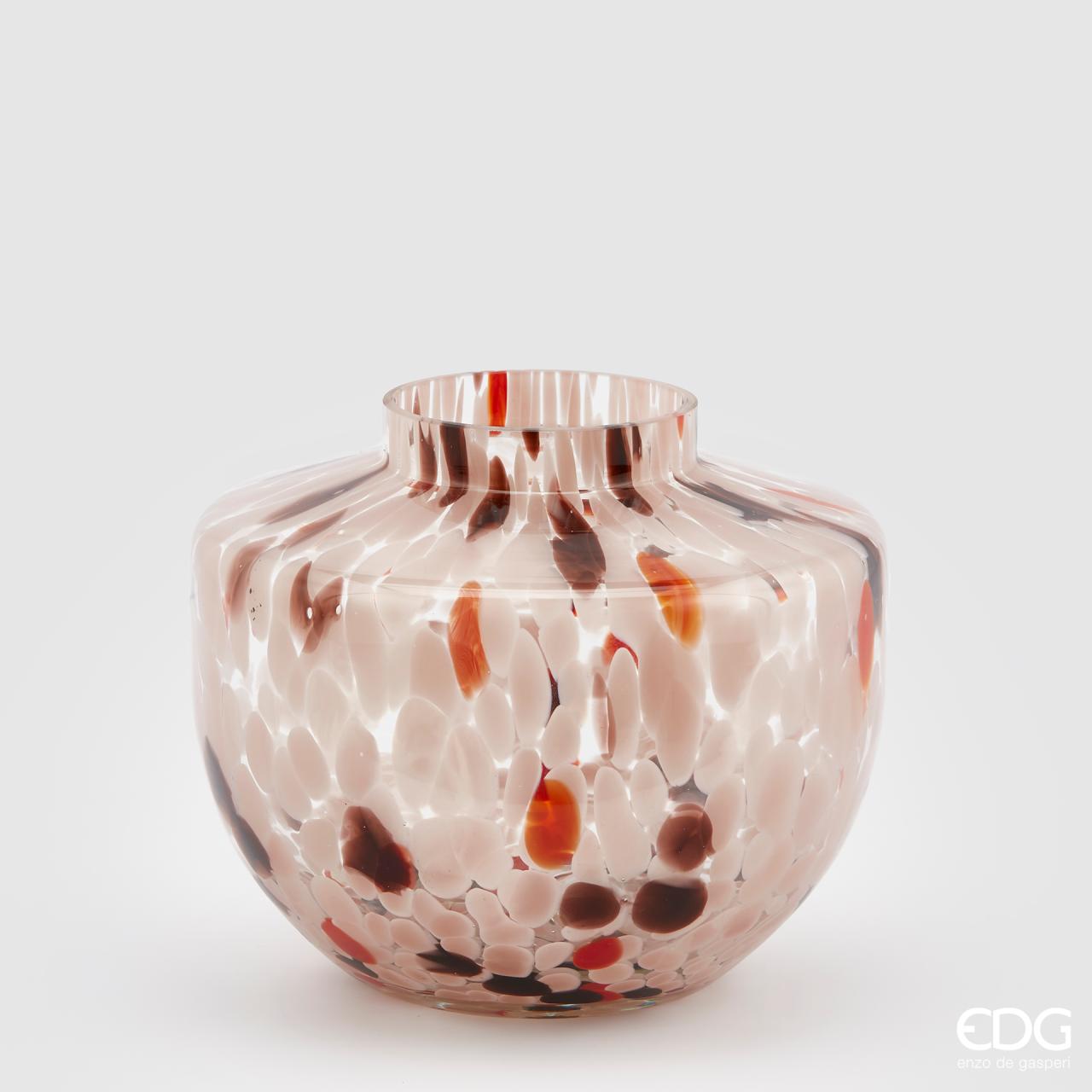 Vaso Macula, vetro, altezza 17 cm, diametro 19 cm, col. rosa - brand: edg