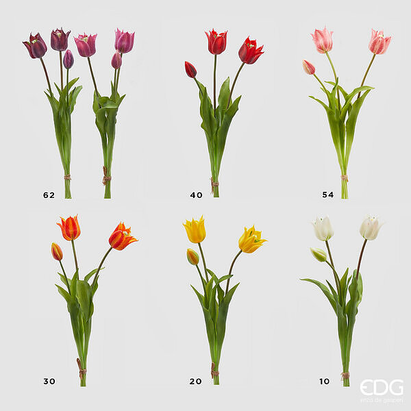 Mazzo tulipani, lattice, con 3 fiori aperti, altezza 48 cm, col. fucsia -brand: edg (il prezzo fa riferimento al singolo mazzo rif. FUCSIA)