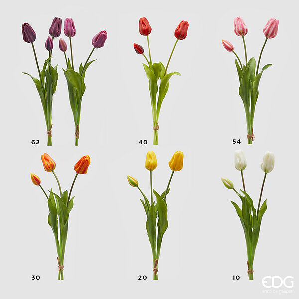 Mazzo tulipani, lattice, con 3 fiori chiusi, altezza 48 cm, col. rosso - brand: edg (il prezzo fa riferimento al singolo mazzo rif. ROSSO)