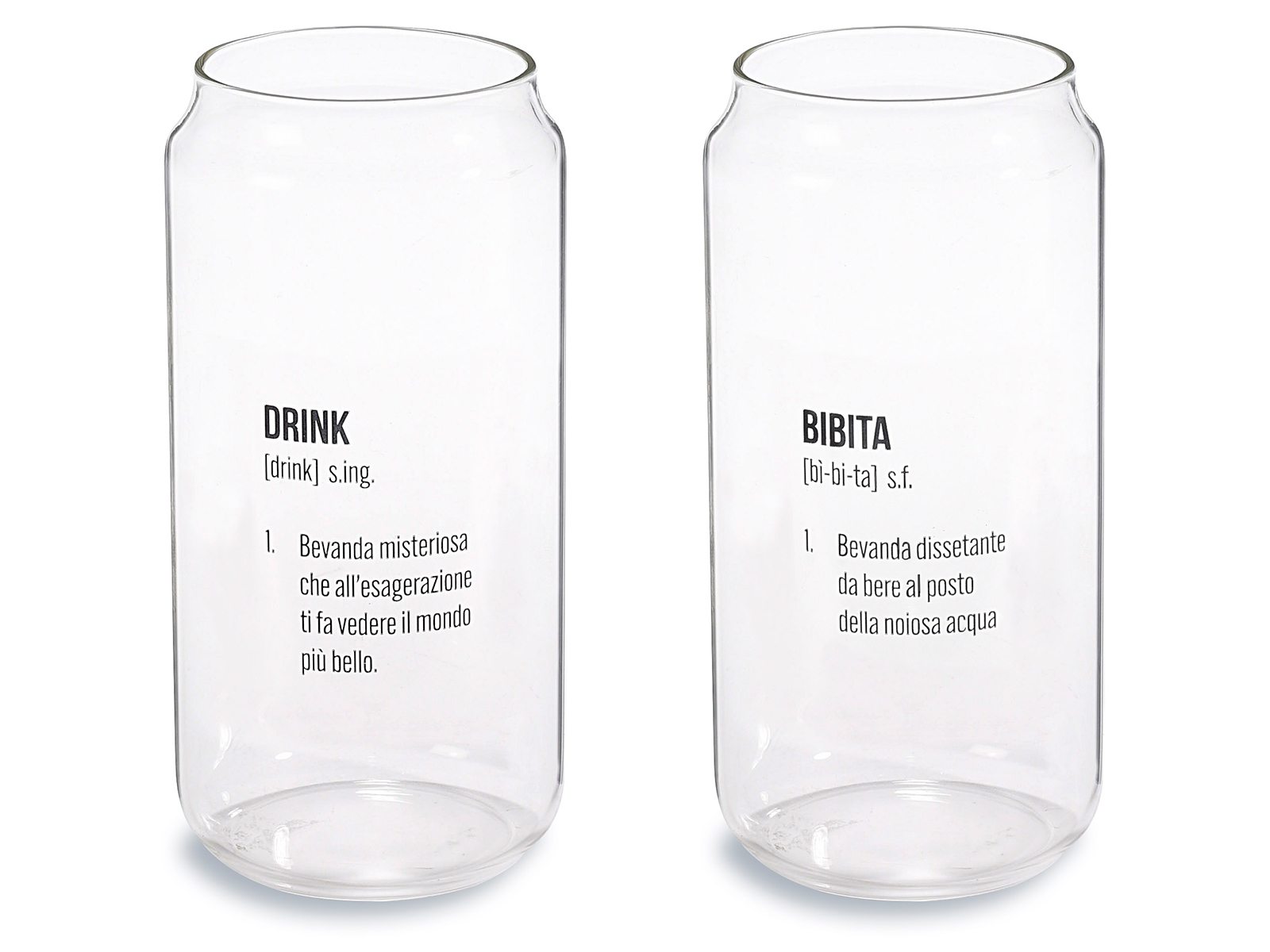 Bicchiere in vero a forma di lattina "dictionary" (il prezzo fa riferimento al singolo articolo)