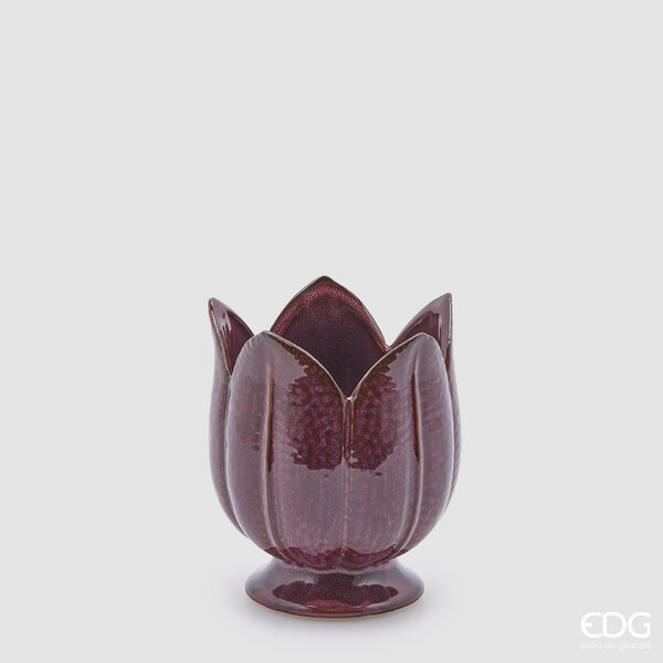 Vaso tulip, ceramica, altezza  cm, diametro cm, col. melanzana . Brand: edg